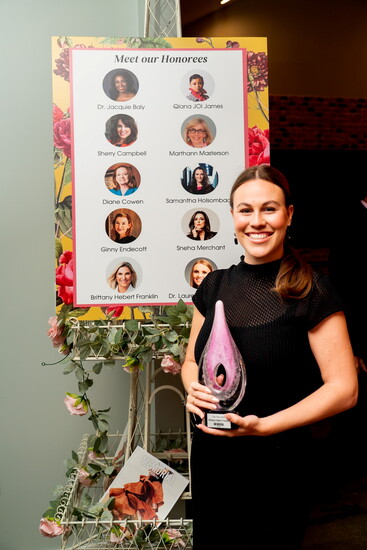 Victoria Jones, accepting an award on behalf of Brittany Hebert Franklin