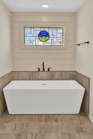 Dan and Stacie Lykins recently added this beautiful window to create a spa atmosphere.