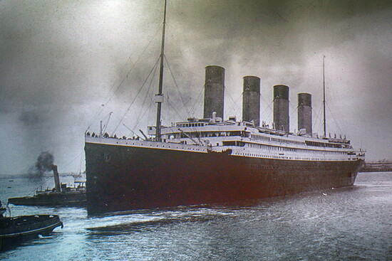 Photo of the Titanic near Belfast, Northern Ireland.