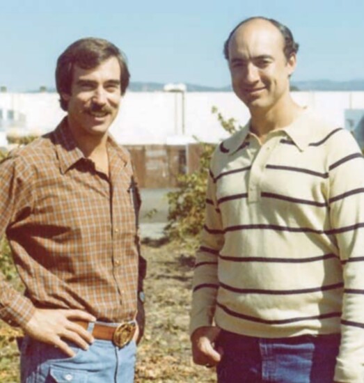 Michael Mondavi and Denman Moody at the Robert Mondavi Winery in 1978.
