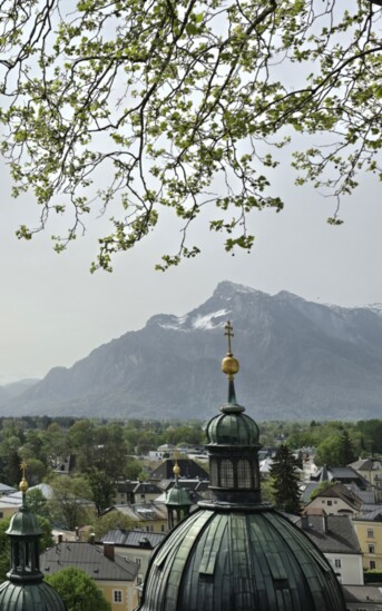 View from the abbey in Salzburg of the Italian Alps