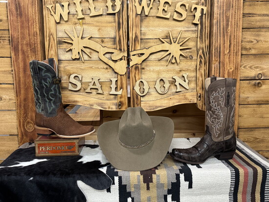 Anderson Bean & Lucchese Boots paired with an Acoustic Stetson hat