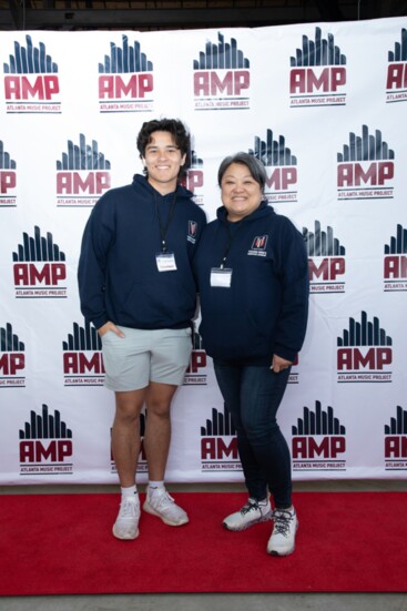 YMSL Ultimate Gift Chair Angie Williams and her son Simon volunteered at the Atlanta Music Project Experience. 