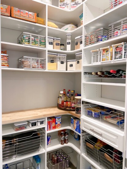 Keep everything neat as a pin in this pantry