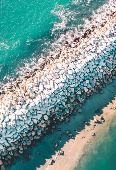 An aerial view of Redondo Beach’s Topaz Jetty.