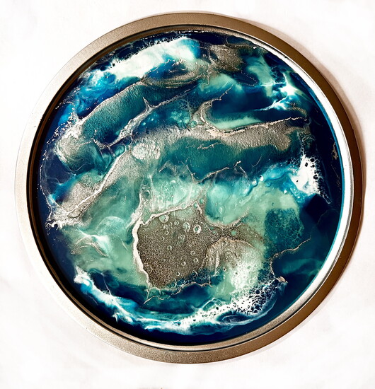 Ocean Resin Silver Serving Tray.
