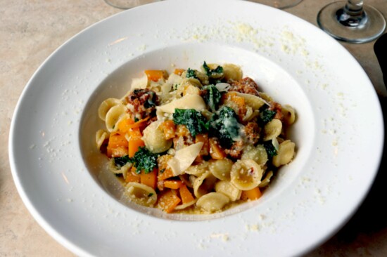 Orecchiette Pasta with Italian Sausage, Roasted Butternut Squash and Kale