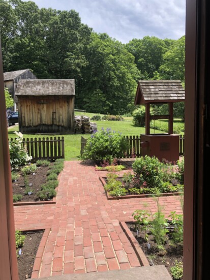 The view out the back door of the Welles-Shipman-Ward house. 