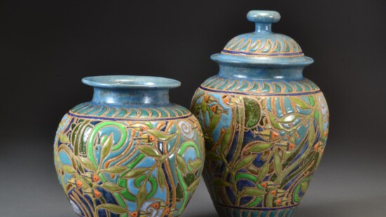 Cathra-Anne Barker 2023 Featured Artist's "Two Vessels" in the Turtle Pond pattern.