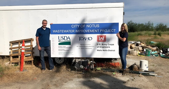 Project sign for City of Notus
