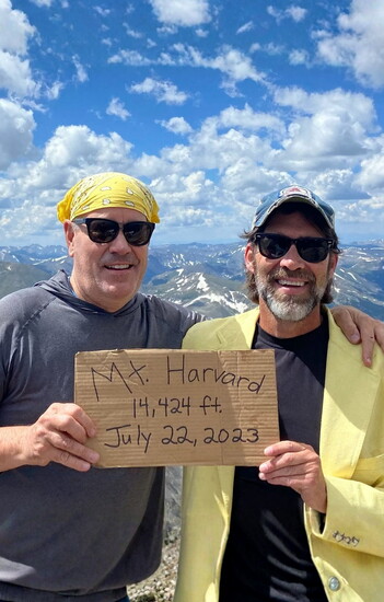 Commish Touslee and YJC 2022 champion Brian Geraghty celebrated Yellow Greatness on the summit of a Colorado 14er.