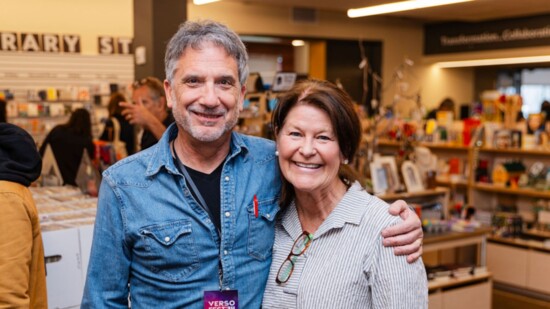 Bill Harmer with fundraising Director, Robin Powell at the Library.