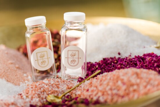 Cleanse Gourmet's bath salt crafting table made for beautiful take-homes for our friends.
