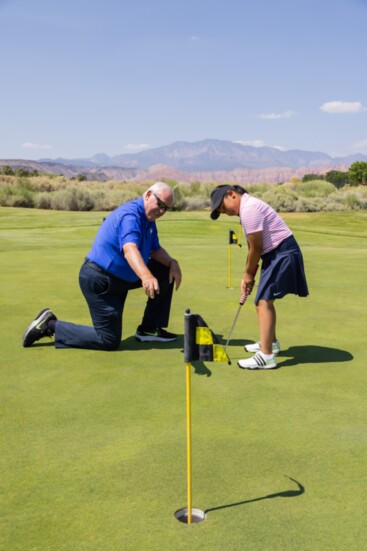 Tang Tang with golfing mentor Arnold Billingsley at Green Springs Golf Course