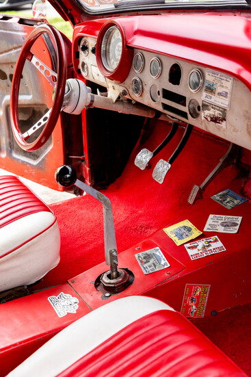Cody's first car. He didn't redo the interior on this one, but combined parts from six other cars to get it running.