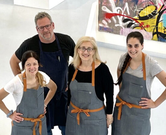 Bill Taibe with The Norwalk Art Space Café team: Caitlin McGowan, Andrea Dinan, and Kelly Clement.