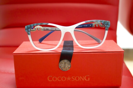 Exclusive acetate Cocosong eyewear featuring real feathers. Available at Eyes On You