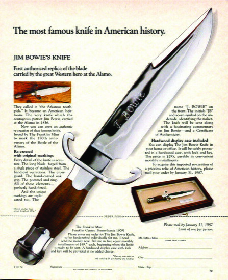 Bowie Knife Advertisement