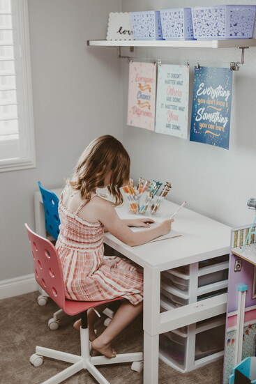 Meredith does her homework in an area that appeals to her learning style.