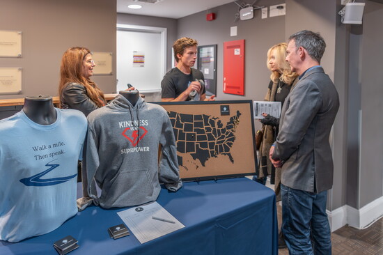 Ridgefield High School student Max Nadoraski discusses his Lead the Change initiative with attendees
