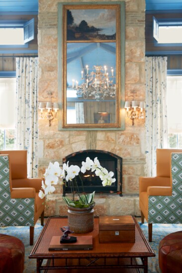 Wintertime guests can enjoy a fire inside the beautifully appointed Blue Room.