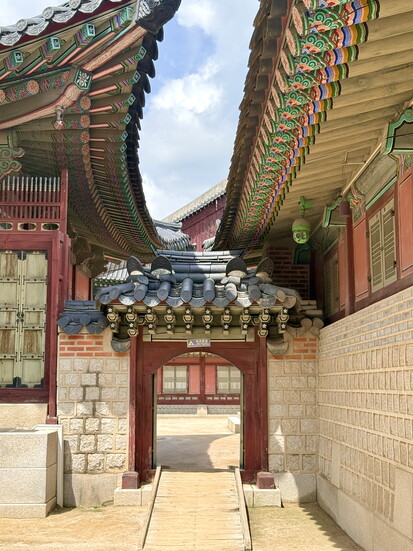 The palace's sweeping architecture creates a feeling of constant movement. 