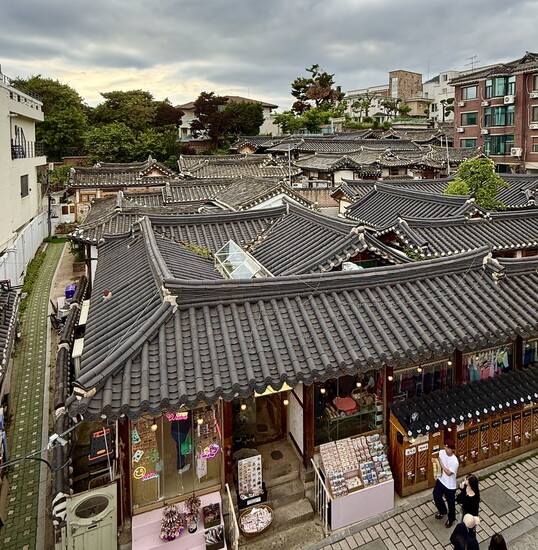 A sea of hanok rooftops in Bukchon Hanok Village