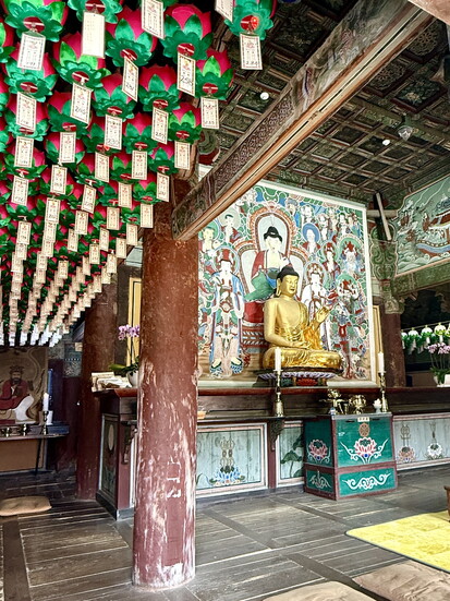 The gilt-bronze Buddha at Bulguksa Temple is considered a national treasure.