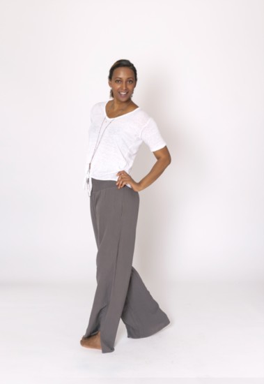 Gauze wide leg pants linen blend tie t shirt Both by Stark x