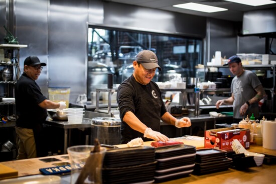 The kitchen at Hopstix is hard at work as they prepare great tasting food to diners.