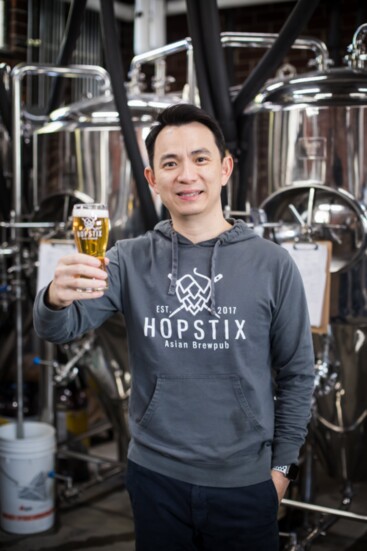 Hopstix owner Andy Tan welcomes patrons to Hopstix. 
