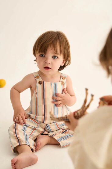 My Little Cozmo Striped Cotton Baby Overalls