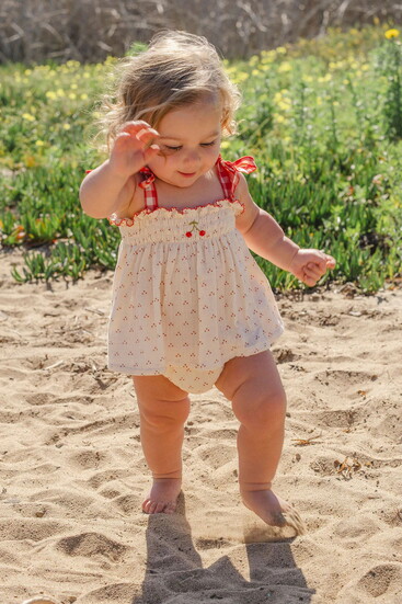 Wild Wawa Embroidered Smock Set in Red Dot/Cherry