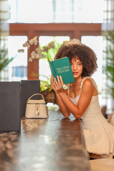n Flare Dress, Jacket, and Pulse Vanity Bag