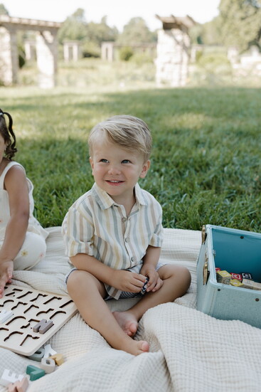 Collared Short Sleeve Shirt - Valencia Stripe and Relaxed Short - Marine Stripe
