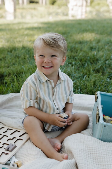 Collared Short Sleeve Shirt - Valencia Stripe and Relaxed Short - Marine Stripe