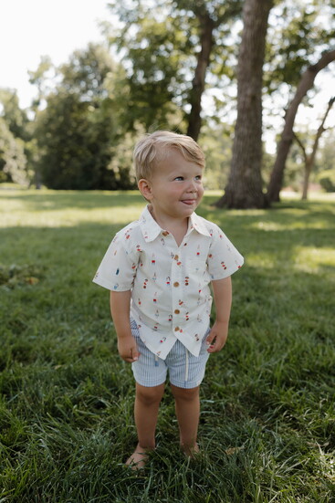 Maui Printed Shirt - Buoys and Relaxed Short - Marine Stripe