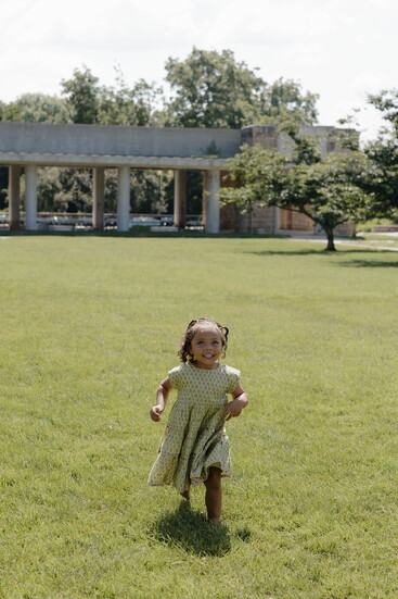 Peachy Dress - Green Prairie Block