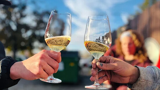 Idaho sparkling wine at harvest. Courtesy of IWC