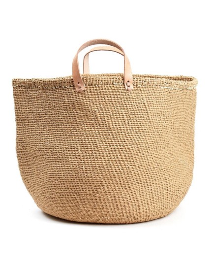 Mifuko Large paper & sisal basket or planter, natural with leather handles $92 Goldenandpine.com