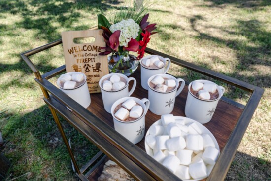 Hot chocolate by the firepit at The Cottage.