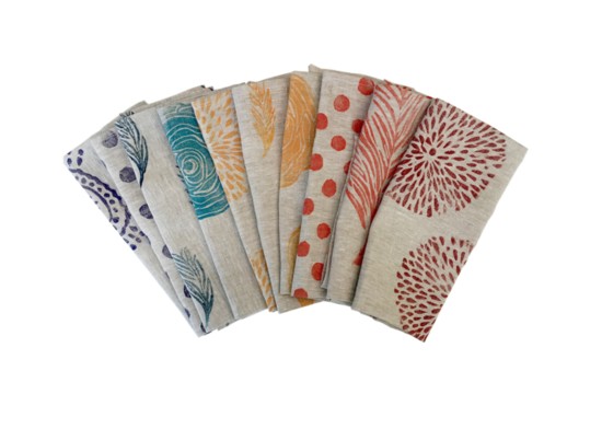 4. Hand-Printed 100% Linen Napkins Made in Alexandria $56 (Set of 4)