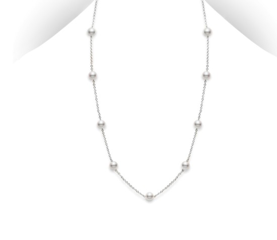 5. Mikimoto 18K white gold "Tin Cup" pearl necklace $1,300