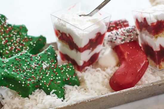 Christmas cookies with strawberry shortcake parfait 