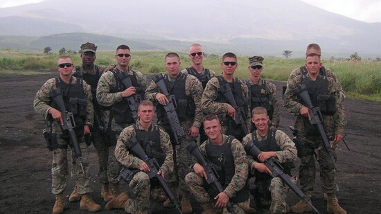 Patrick Stemmler, center, at Mt. Fuji