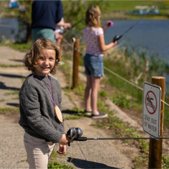 Camp Rainbow Gold campers fishing