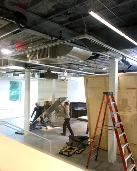 Putting up the steel and aluminum walls.  (photo: Courtesy MoCA Westport)