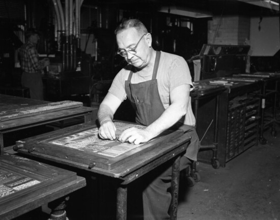 Preparing to print the Portland Press Herald.