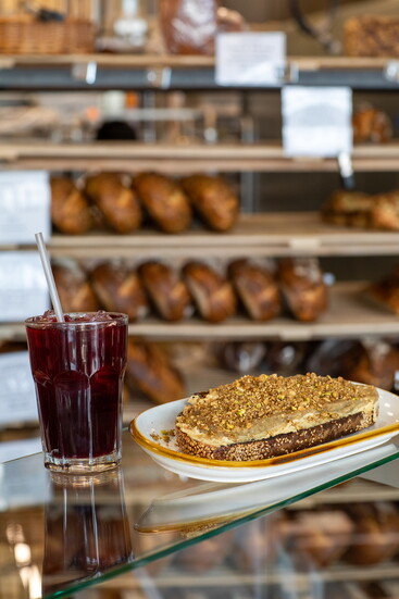 Eggplant Tartine Toast with Hibiscus Refresher, Beloved Bread