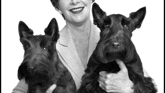 Laura Bush and Barney (left) and Miss Beasley